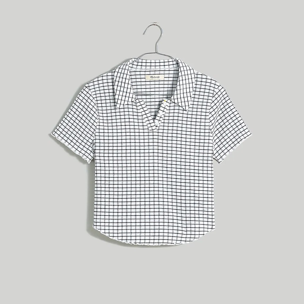 Madewell Crinkle Polo Crop Tee Small